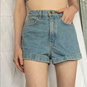 American Apparel high waisted cuffed denim shorts